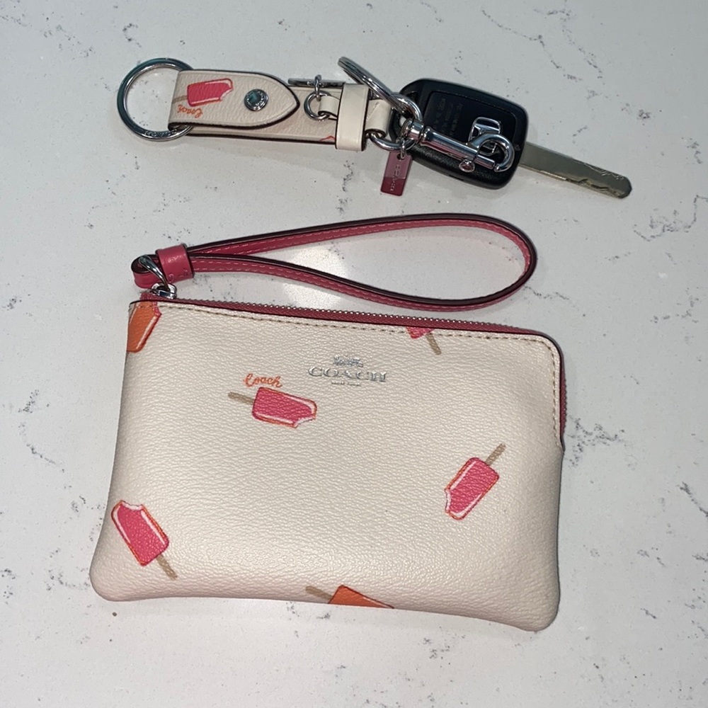 Coach popsicle small wristlet & matching key ring